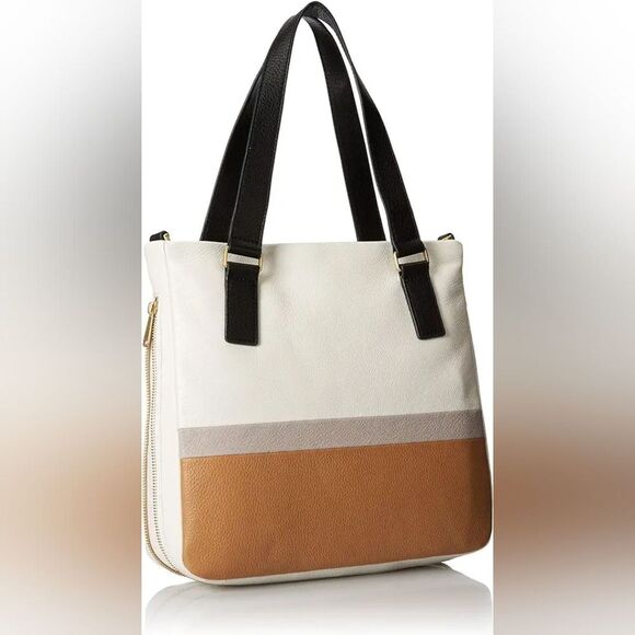 Fossil Handbags - Fossil Preston Shopper Bag Color Block Simple Preppy Leather Everyday Zipper